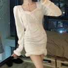Fleece Strappy Long-sleeve Dress