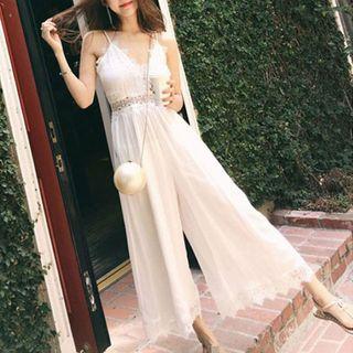 Suspender Wide-leg Chiffon Jumpsuit