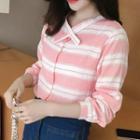 Striped Collarless Shirt