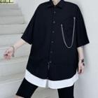 Color Block Oversized Short Sleeve Shirt