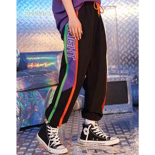 Colorblock Lettering Nylon Pants