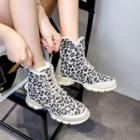 Leopard Print Fleece-lined Short Boots