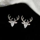 925 Sterling Silver Faux Crystal Deer Earring