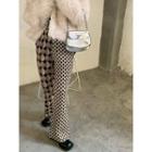 Patterned Boot-cut Pants Brown & White - One Size