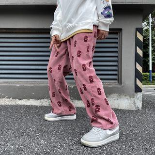 All-over Print Straight Leg Corduroy Pants