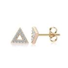 Simple Plated Gold Geometric Triangle Cubic Zircon Stud Earrings Golden - One Size