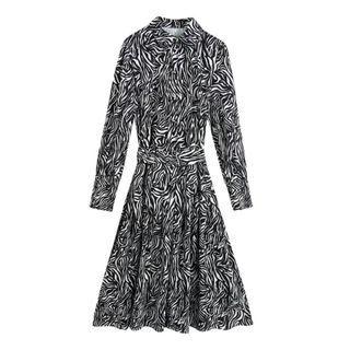 Zebra Print Midi A-line Shirtdress