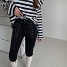 High-waist Washed Drawstring Skinny Jeans