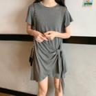 Short-sleeve Tie-front Mini T-shirt Dress