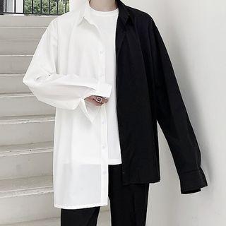 Two-tone Irregular Hem Shirt