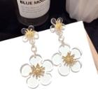 Acrylic Flower Dangle Earring 1 Pair - 925 Sterling Silver Needle - Gold - One Size
