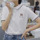 Cake Embroidered Short-sleeve Polo Shirt White - One Size