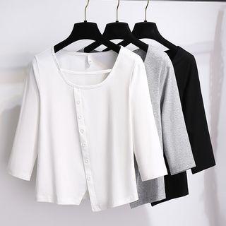 Asymmetrical Elbow-sleeve T-shirt