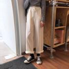 Corduroy Drawstring Wide-leg Pants White - One Size