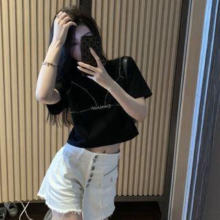 Rhinestone Print Cropped Top