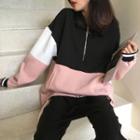 Set: Color Block Hoodie + Contrast Trim Sweatpants