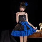 Puff-sleeve Ruffled A-line Lolita Dress / Spaghetti Strap A-line Layered Skirt / Puff-sleeve Cape / Arm Sleeves / Set
