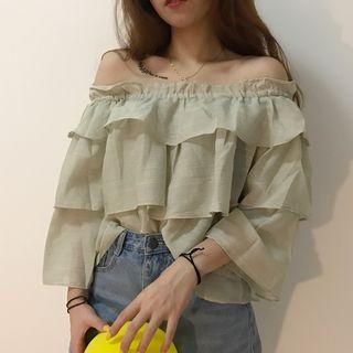 Layered Off-shoulder 3/4-sleeve Top