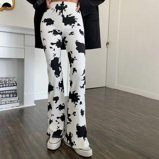 Cow Print Boot-cut Pants