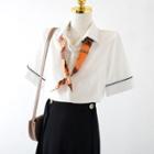 Short-sleeve Contrast Trim Shirt / Midi A-line Skirt