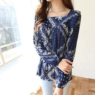 Square-neck Printed Top