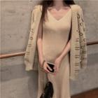 V-neck Rib Knit Tank Dress