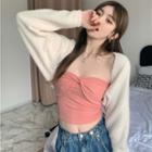 Cropped Open-front Cardigan / Twist Tube Top
