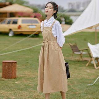 Drawstring Waist Overall Dress