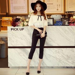 Off-shoulder Color-block Jumpsuit
