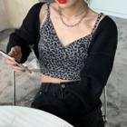 Knit Shrug / Leopard Print Camisole Top