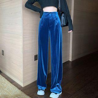 High Waist Velvet Loose Fit Pants