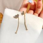 Heart Rhinestone Sterling Silver Drop Earring 1 Pair - Gold - One Size