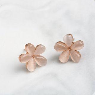 Flower Sterling Silver Stud Earring / Clip-on Earring
