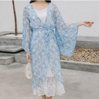 Floral Print Long-sleeve Chiffon Light Jacket