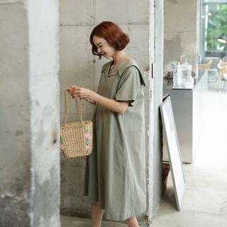 Sailor-collar Midi Shift Dress