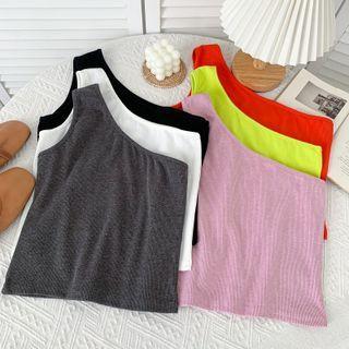 One-shoulder Crop Tank Top In 6 Colors