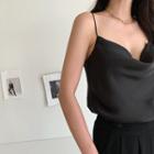 Cowl-neck Silky Cami Top Black - One Size