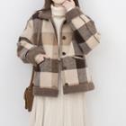 Plaid Button Jacket Khaki & Brown - One Size