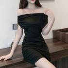 Short-sleeve Off-shoulder Bodycon Dress