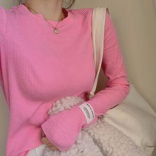 Tag Embroidered Knit Top