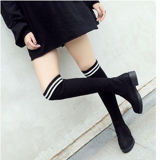 Striped Panel Over-the-knee / Mid-calf Boots
