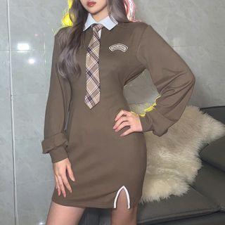 Long Sleeve Logo Sheath Dress