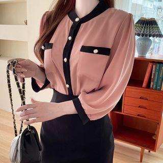 Piped Dual-pocket Blouse