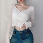 Bead Embellished Cropped Cardigan