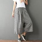 Cropped Wide-leg Plaid Pants