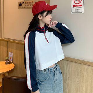 Cropped Half-zip Mock-turtleneck Pullover