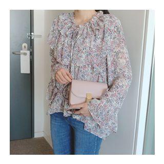 Tie-neck Tiered Frill Blouse
