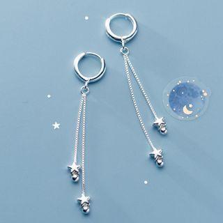 Star Beaded Drop Earring 1 Pair - Silver - One Size