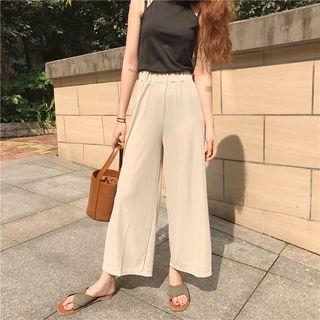 Elastic-waist Wide Leg Pants