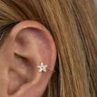 Flower Rhinestone Cuff Earring 1 Pc - Gold - One Size